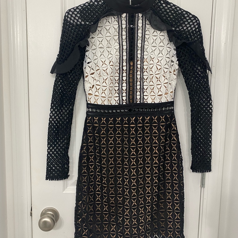 Self portrait black and white lace dress
